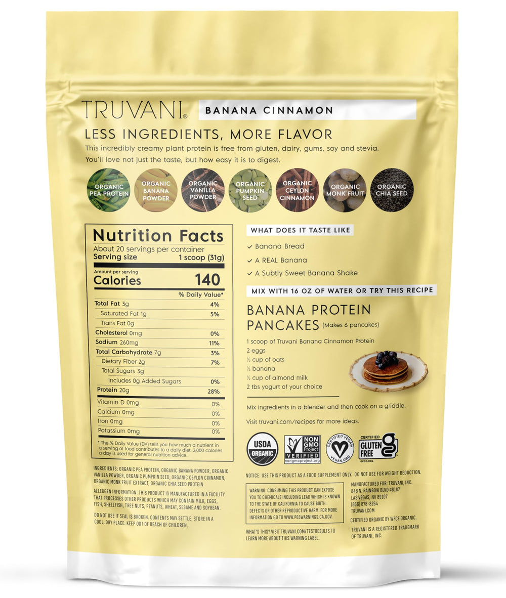 Truvani vegan protein on kitchen counter ready for smoothies