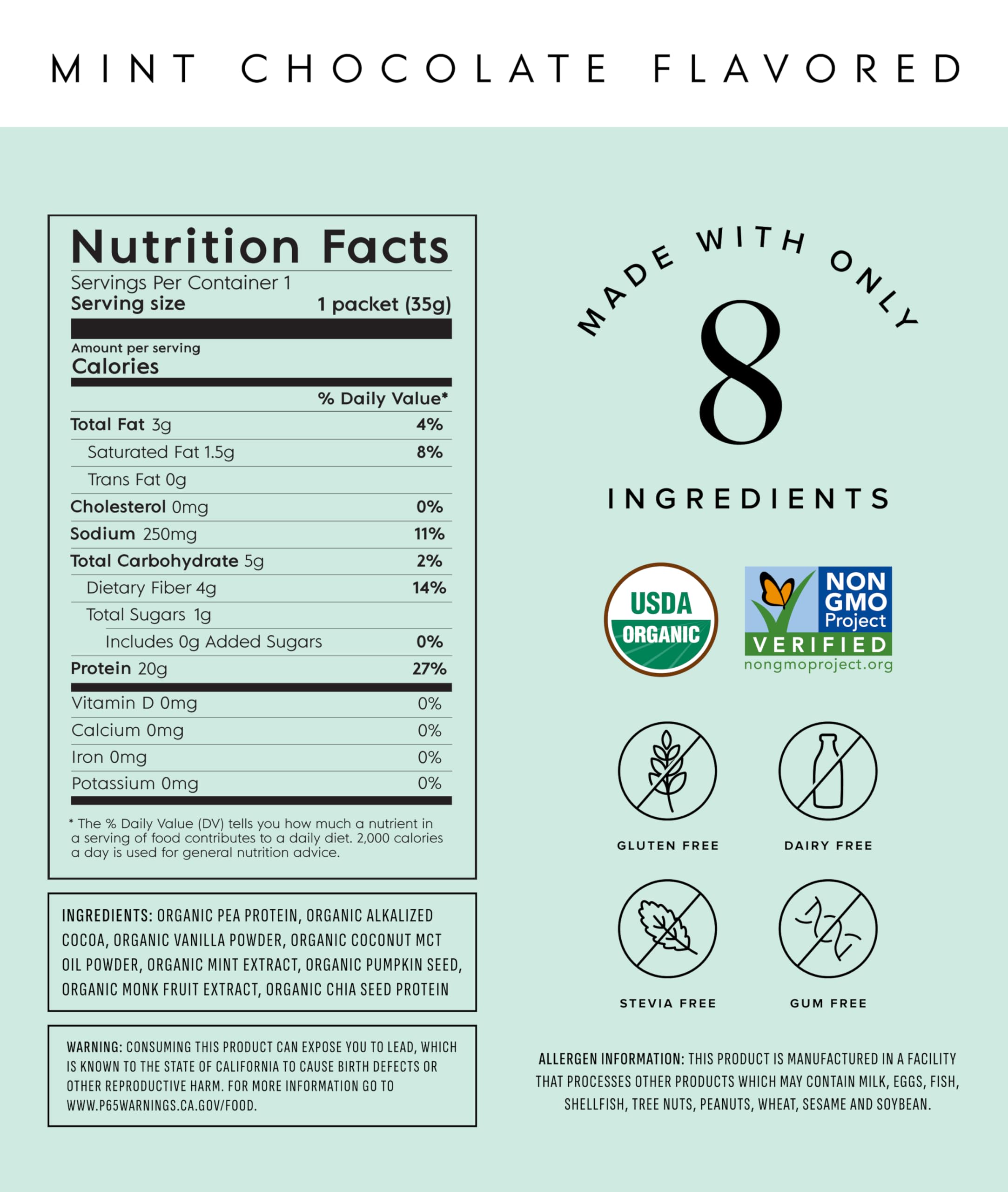 Truvani Mint Chocolate protein packet ready for smoothie mix