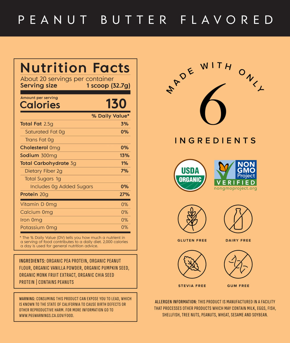 Truvani vegan pea protein powder peanut butter scoop supports quick, convenient shakes.