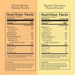 Truvani vegan pea protein sample pack ingredients closeup highlights organic peas and seeds