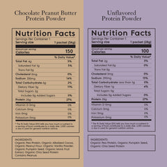 Truvani vegan pea protein sample pack nutrition label supports calorie-conscious choices