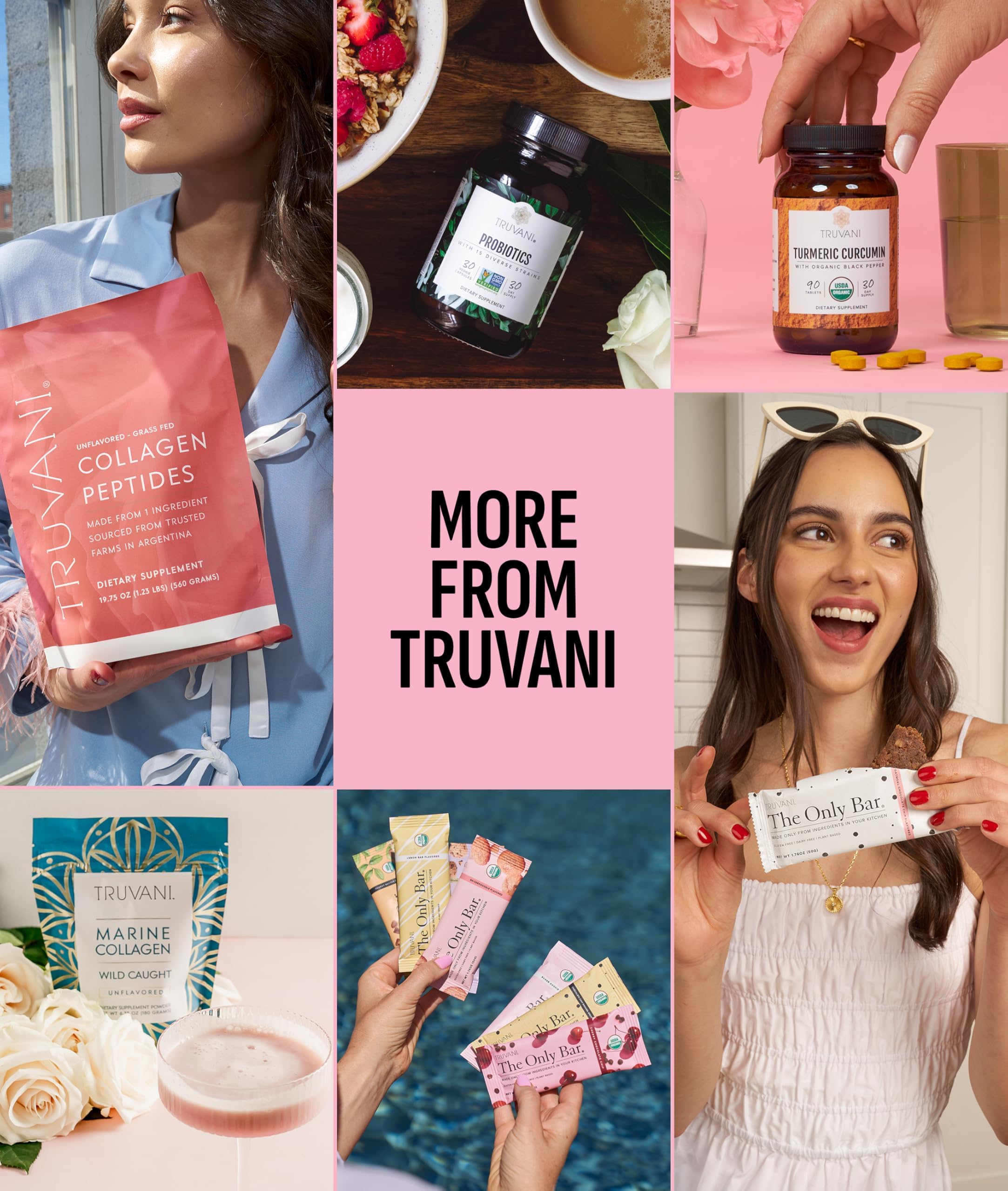 Truvani protein powder beside monk fruit and natural ingredients.
