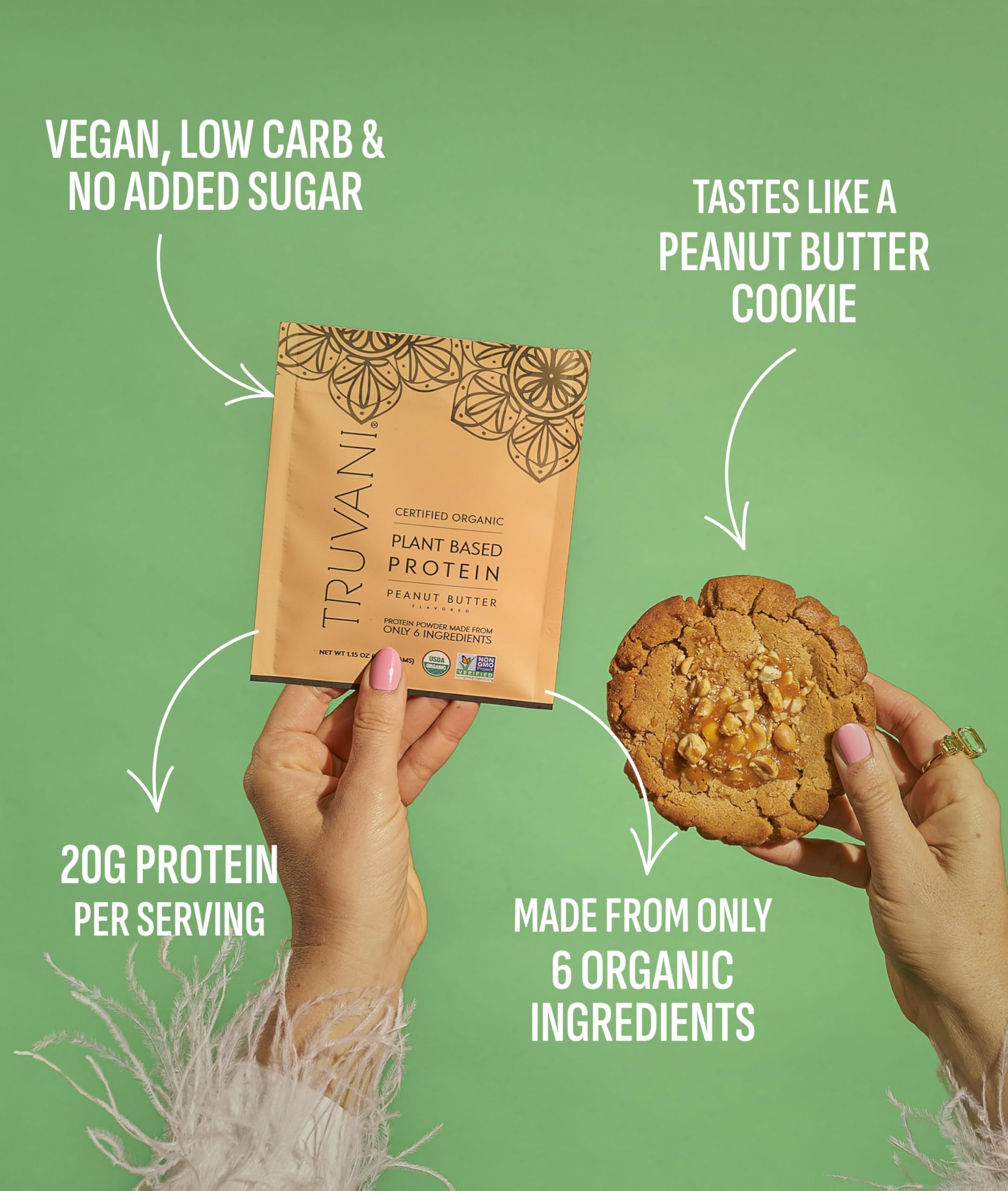 Truvani vegan protein shake shows smooth texture in a glass