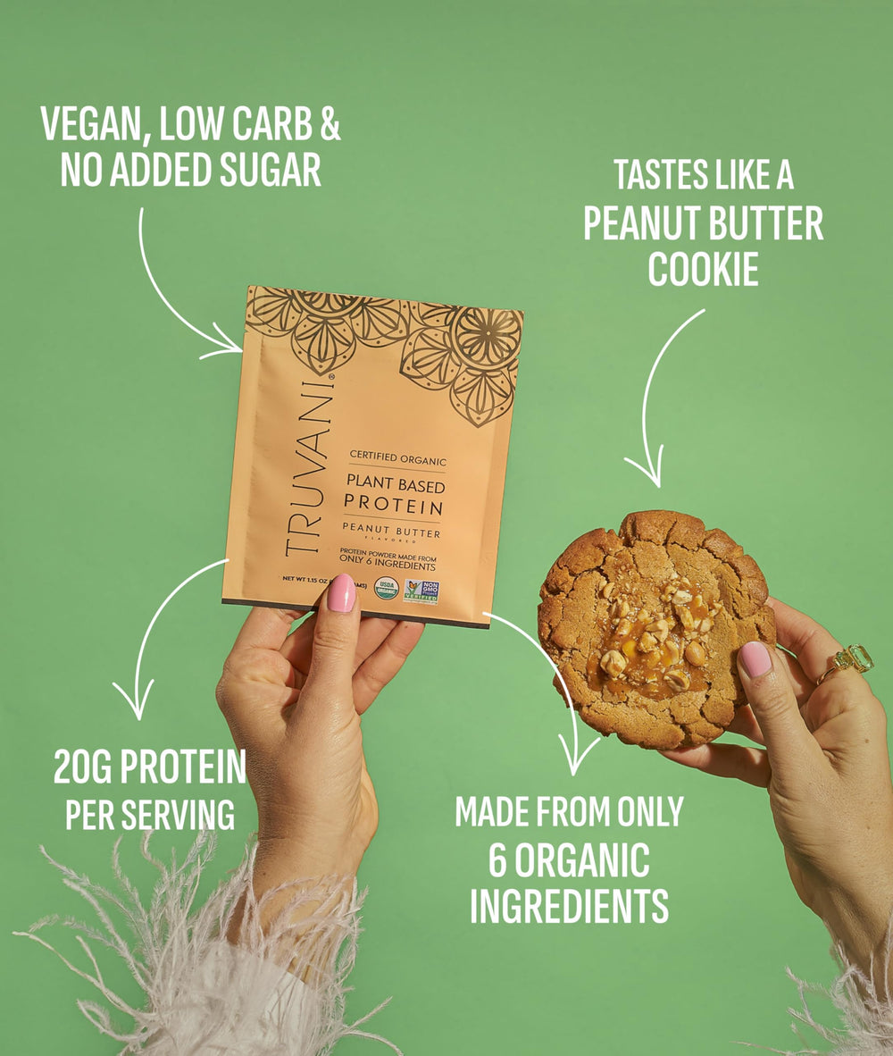 Truvani vegan protein shake shows smooth texture in a glass