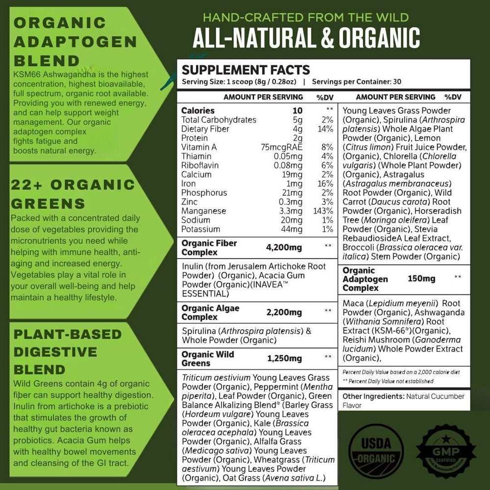 TruWild Greens Cucumber Mint bulk packaging on a shelf