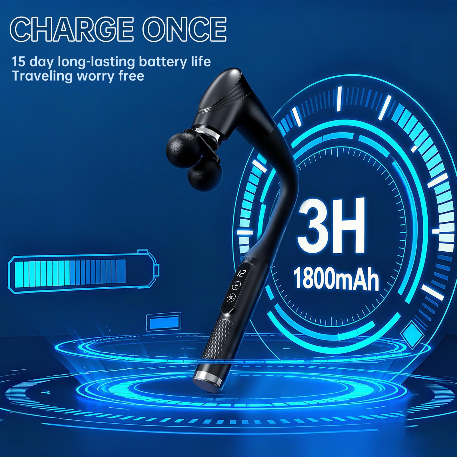 Trvtve detachable extended handle enables easy reach for back muscles.