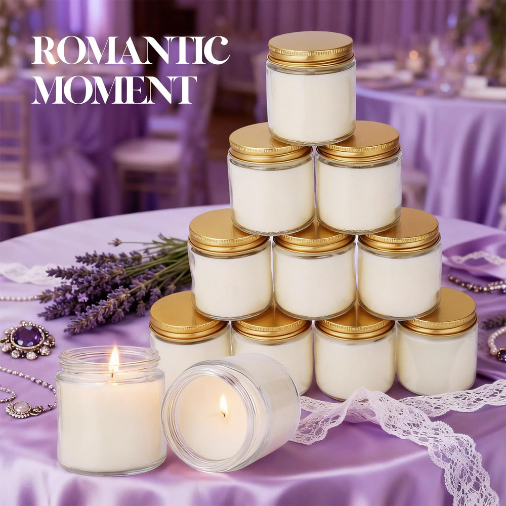 Bulk wedding favors: Trxvxo lavender candles ready for guest gifts.