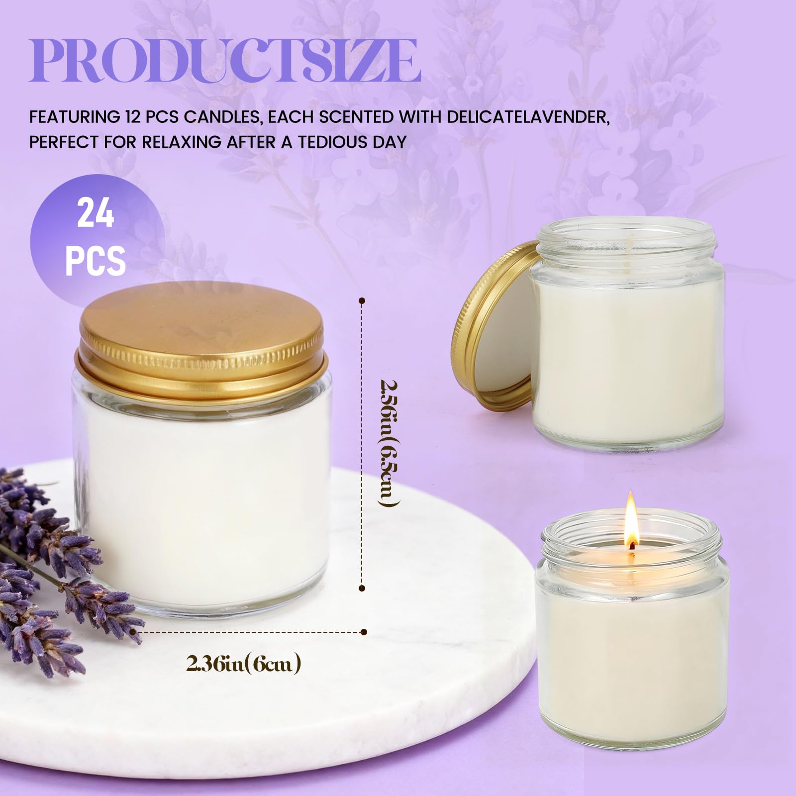 Close-up of Trxvxo lavender candle, highlighting the calming aroma.