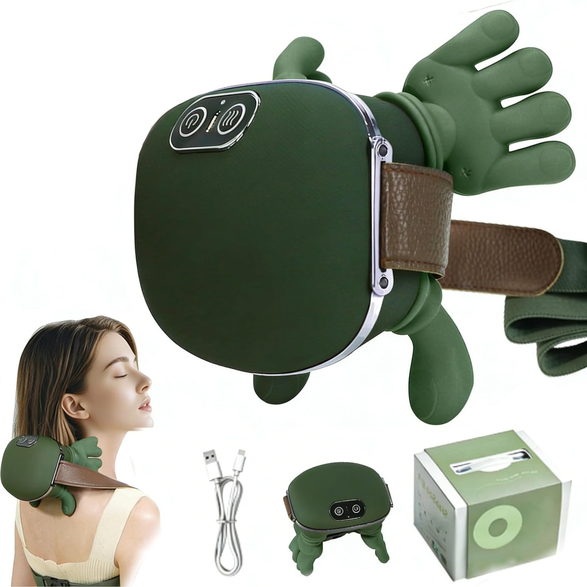 TSDRBWO Neck Massager front view demonstrates portable deep tissue relief on the go.