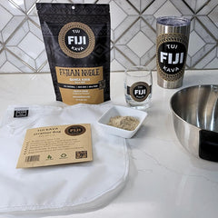 TUI KAVA earthy aroma close-up emphasizes sensory appeal.