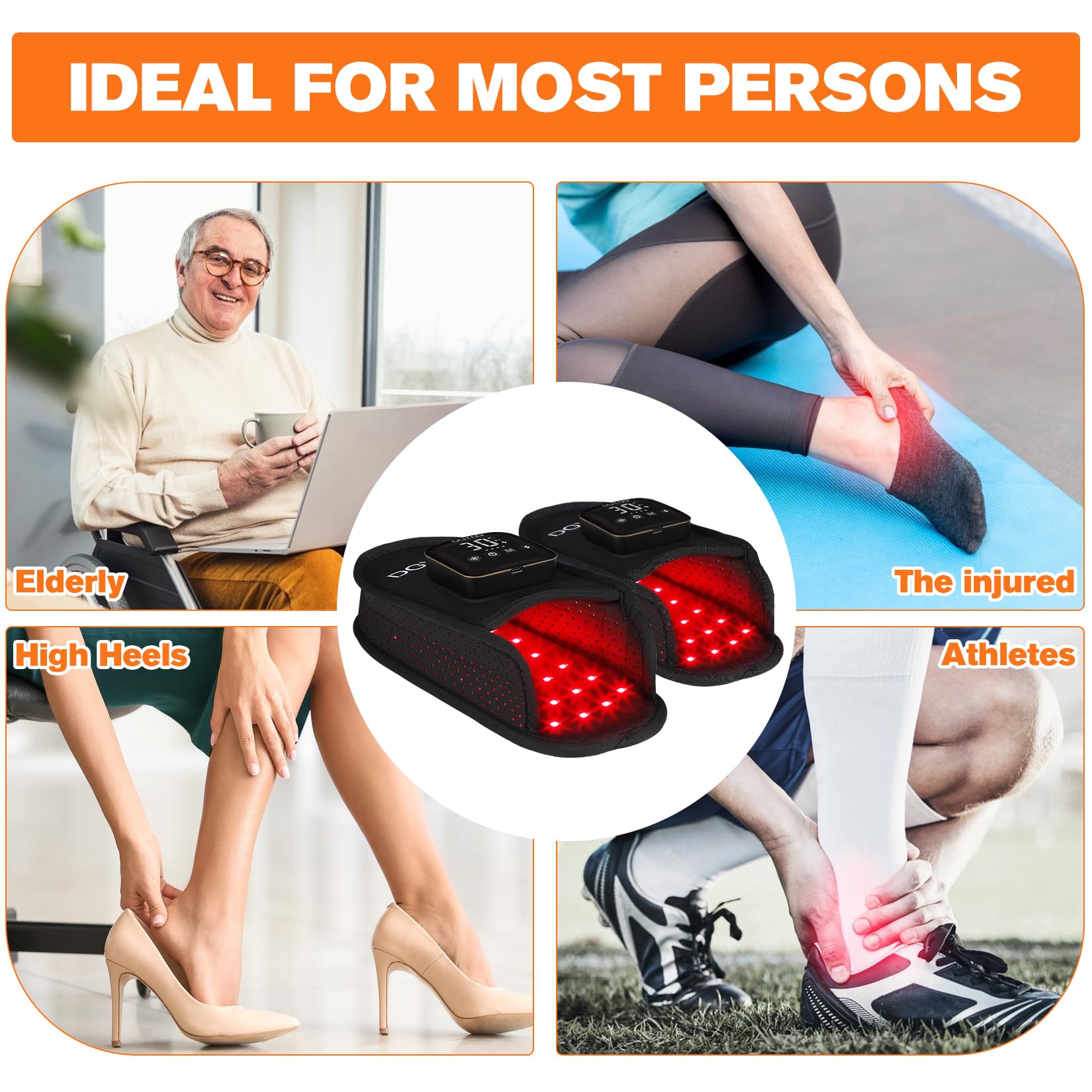 TUOB cordless red infrared foot slipper packaging shot