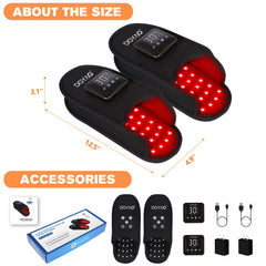 TUOB cordless red infrared foot slipper side view showing wrap-around design