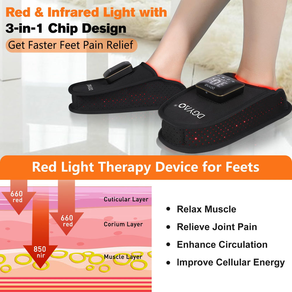 TUOB cordless red infrared foot slipper top view highlighting breathable panel