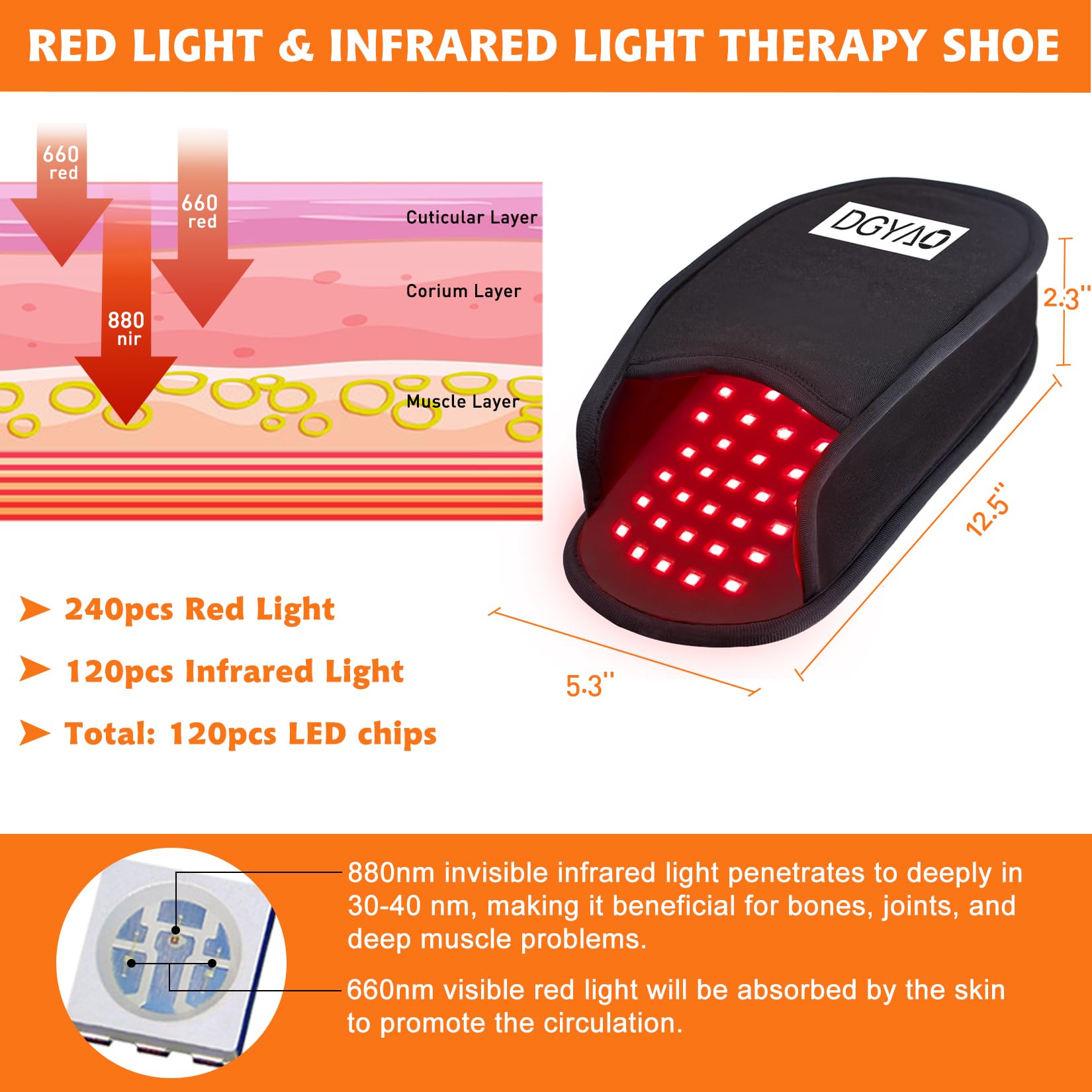 TUOB foot therapy pad showing full-foot coverage across toes and instep