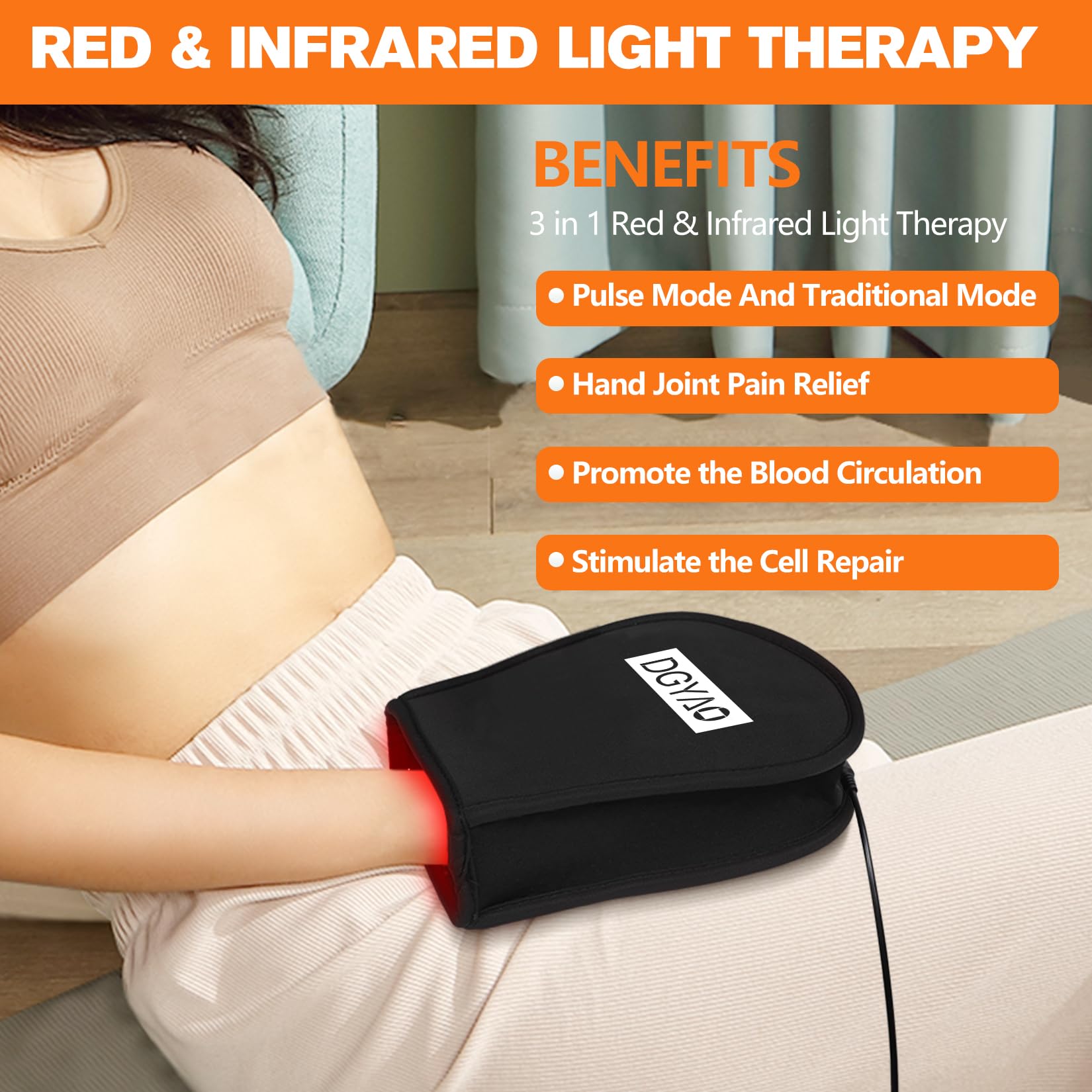 TUOB pad dimensions indicate large size for broad hand therapy sessions.