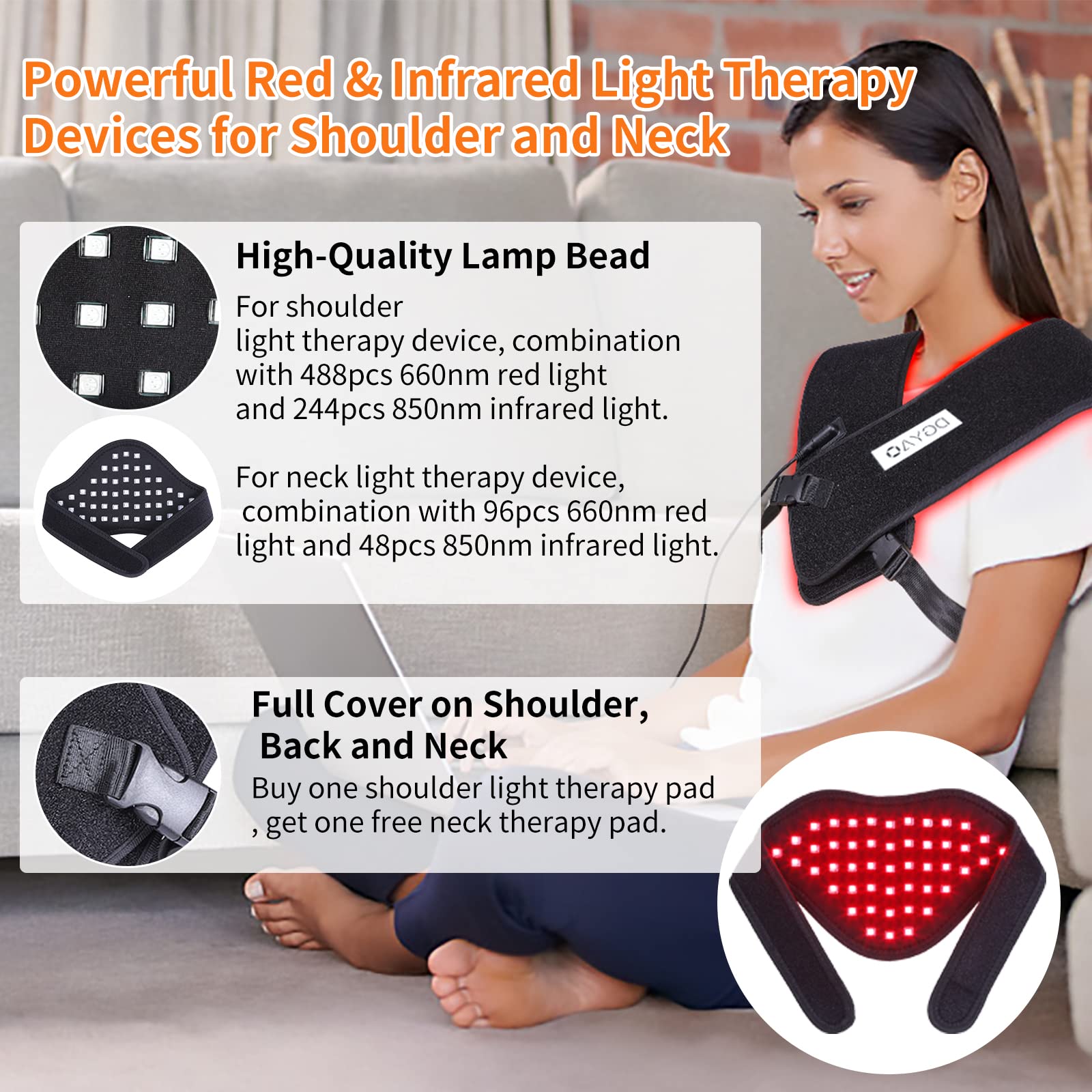 TUOB infrared neck pad close-up showing deep-penetrating near-infrared light