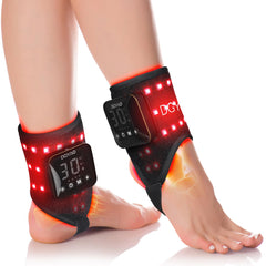 TUOYR cordless ankle wrap with 660nm red LEDs for targeted joint relief.