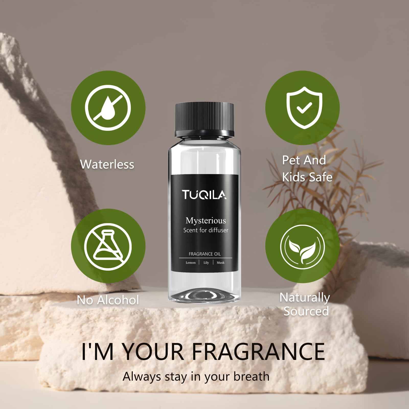 Tuqila Mysterious fragrance notes lemon and melon enhance fresh, crisp scent with floral heart.