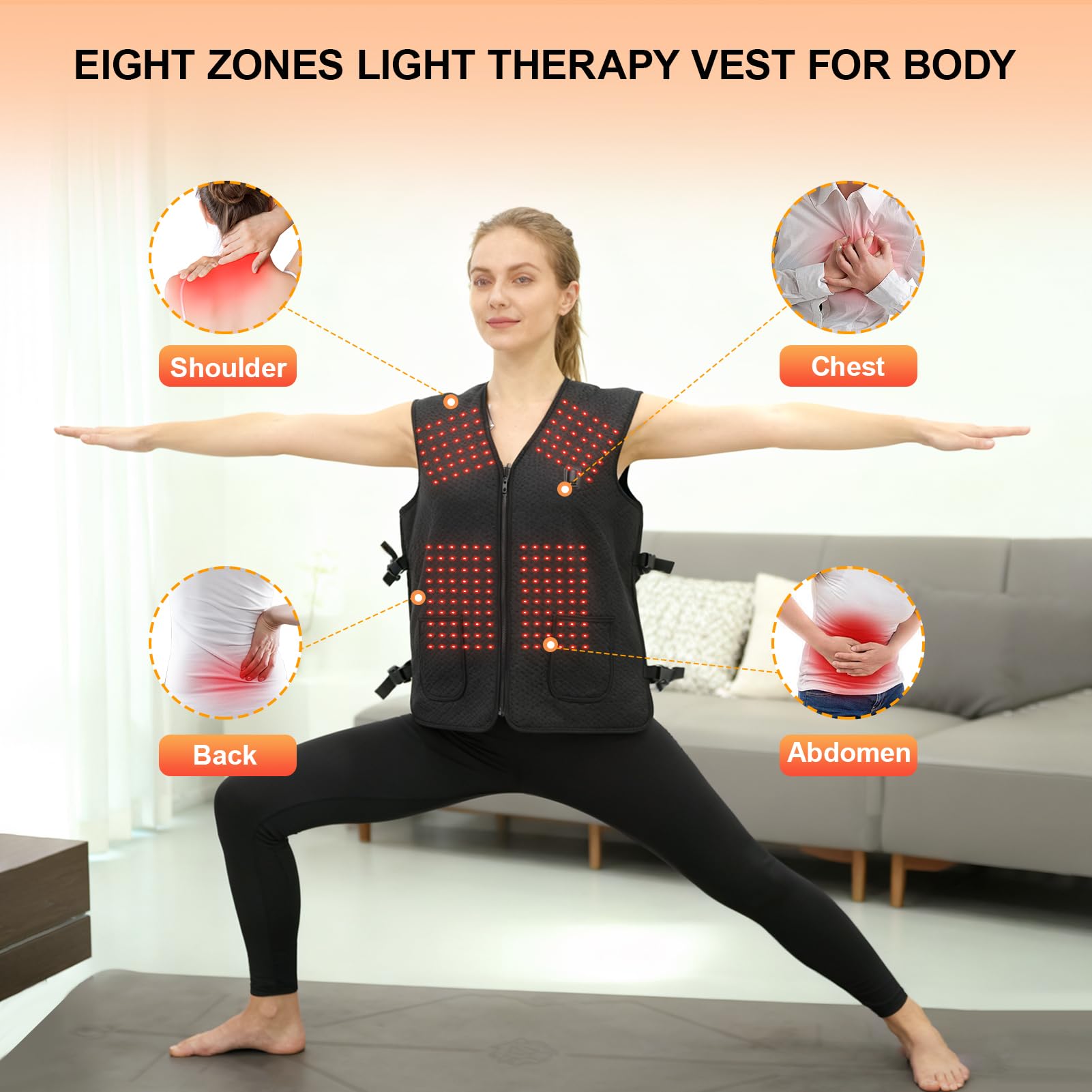 TURJGKSG Red Light Vest eight-panel design offers broad exposure