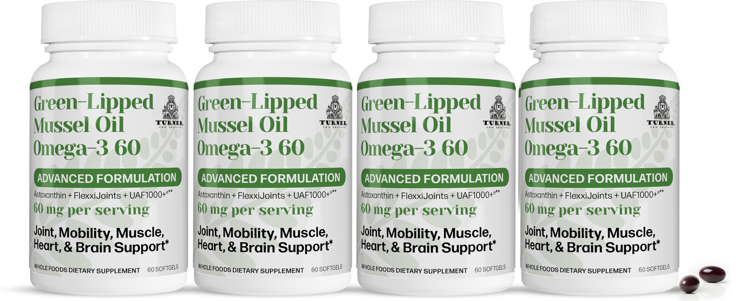 TURNER GLMO bottle closeup showing premium New Zealand mussel oil for daily omega-3 support