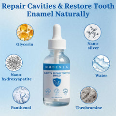 Tuyapio Nudenta Odontic Repair packaging highlights two 60ml bottles for at-home care.