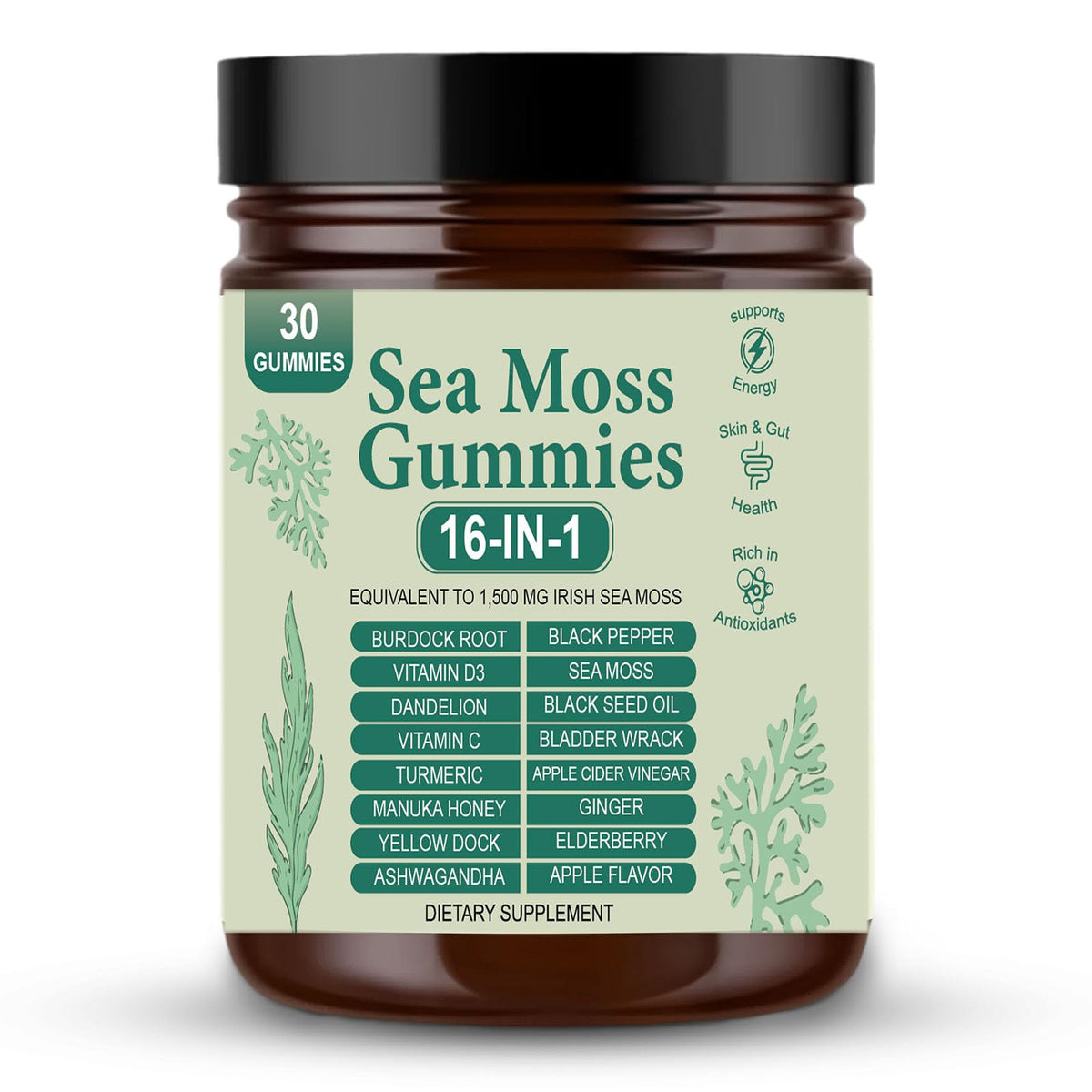 Tuyapio Sea Moss Gummies 16 in 1 bottle for convenient daily nourishment.