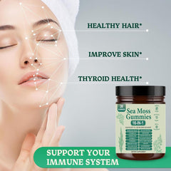 Tuyapio Sea Moss Gummies 16 in 1 ingredients label highlights natural nutrients.