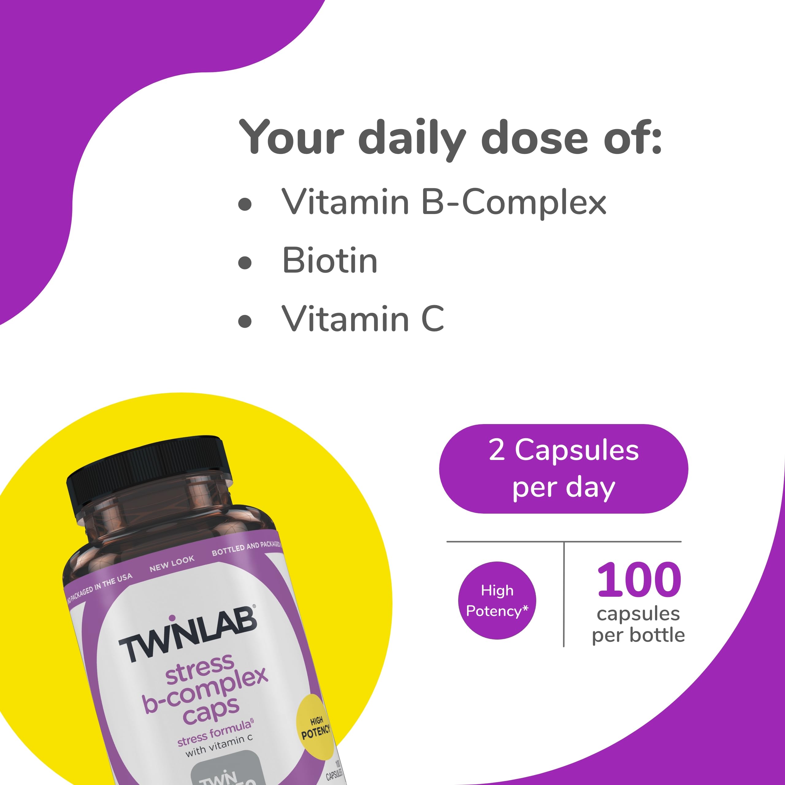 Twinlab Stress B-Complex label close-up showing B-vitamin blend for energy