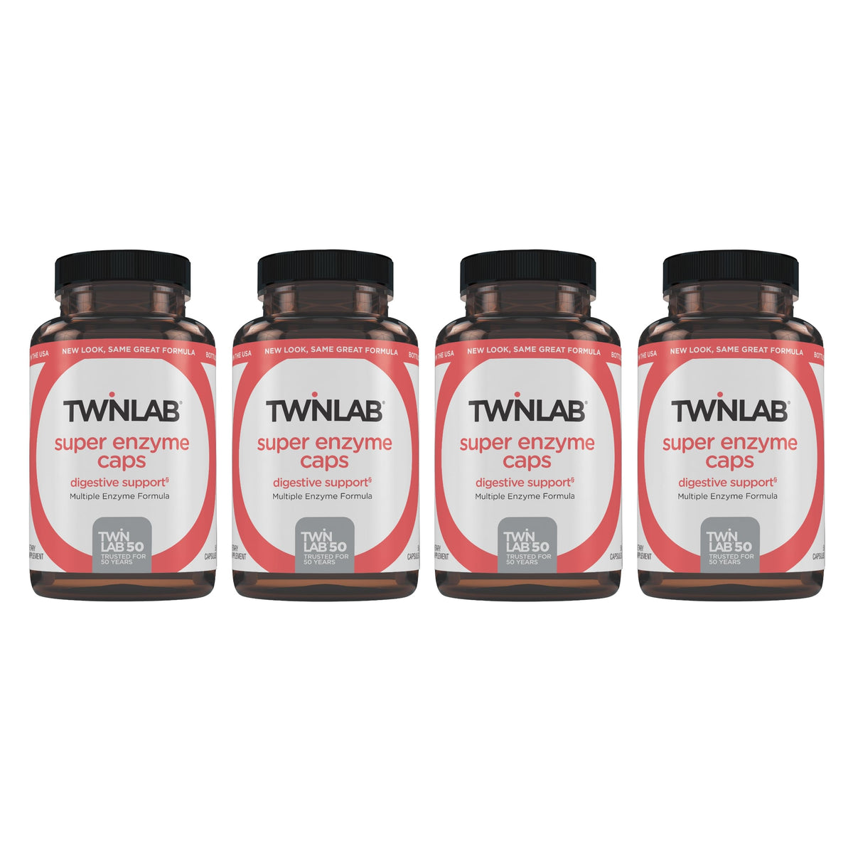 Twinlab Super Enzyme Caps bottle front showing the product and branding for digestive support.