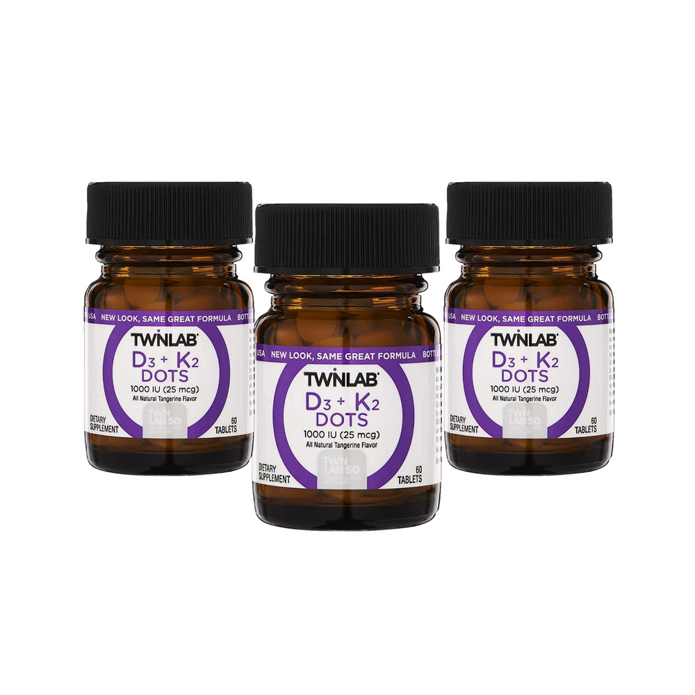 Twinlab Vit D3 1000 & K2 Dots bottle for easy daily supplementation.