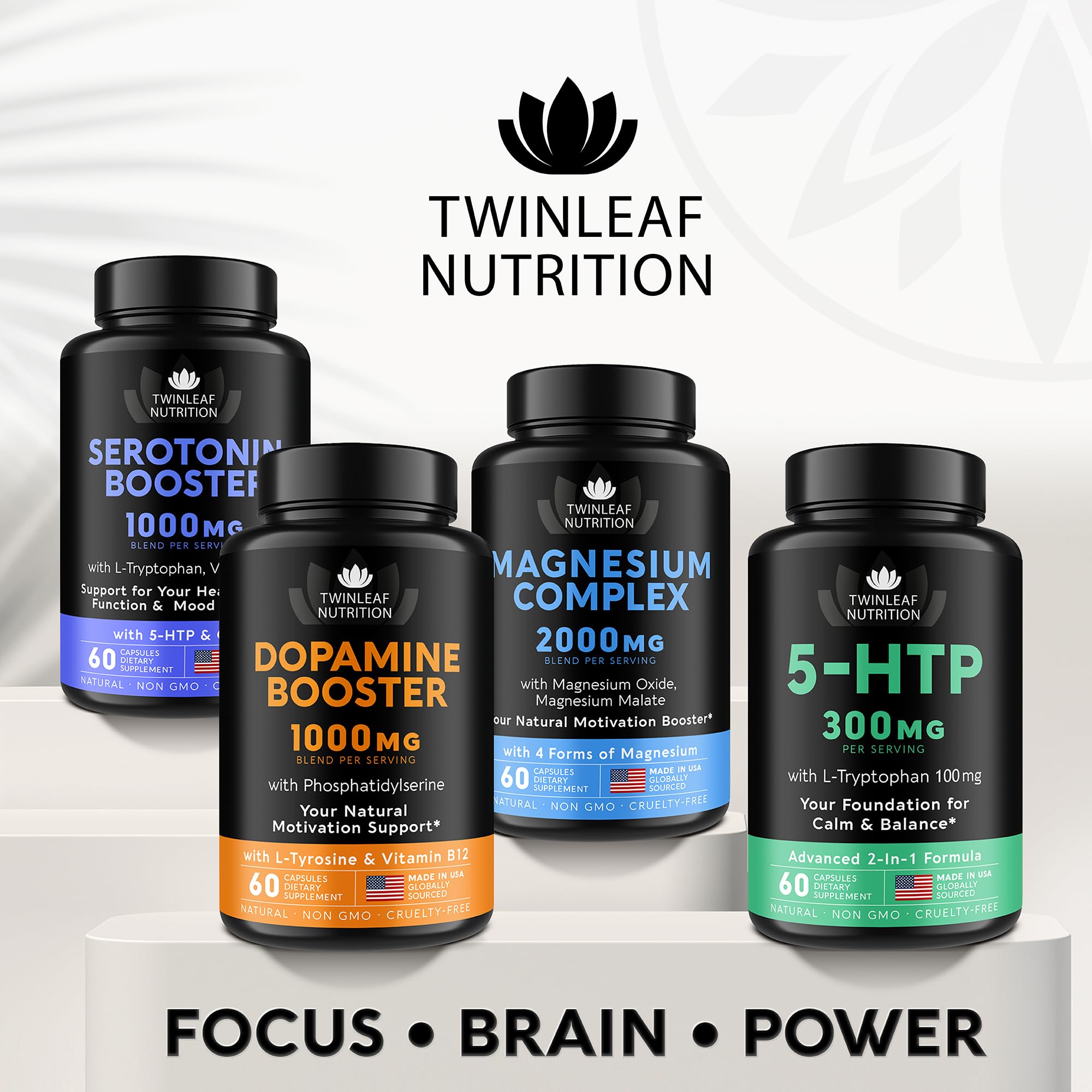 TwinLeaf Nutrition dopamine supplement on a desk setup for daily wellness and clarity.