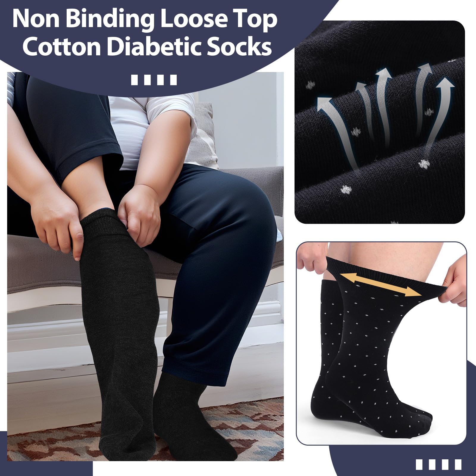Twistover non-binding, breathable socks designed for circulation support