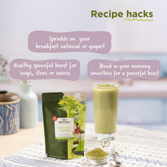 Two Brothers India Farms Moringa powder in a smoothie for daily nourishment