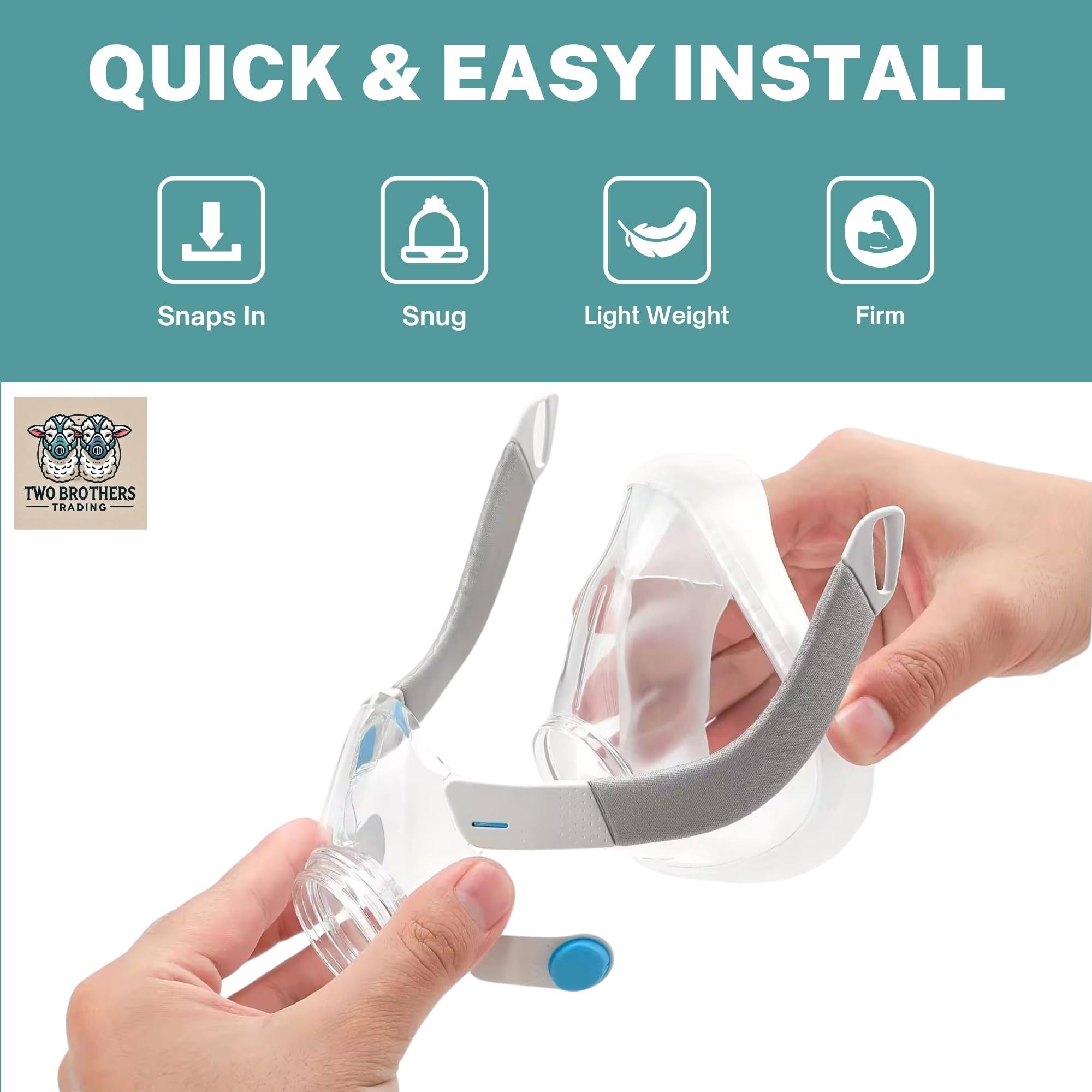 Two Brothers Trading F20 cushion side view, molded fit reduces overnight adjustments.