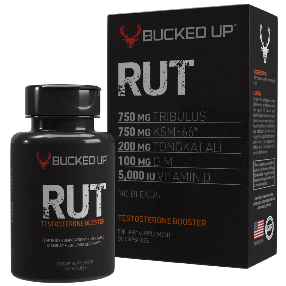 TyeinGo Bucked Up RUT bottle with capsules for natural energy support.