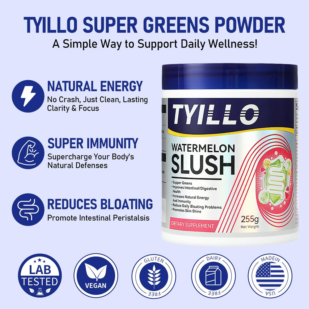 Tyillo greens blend with wheatgrass spirulina and chlorella for daily vitality