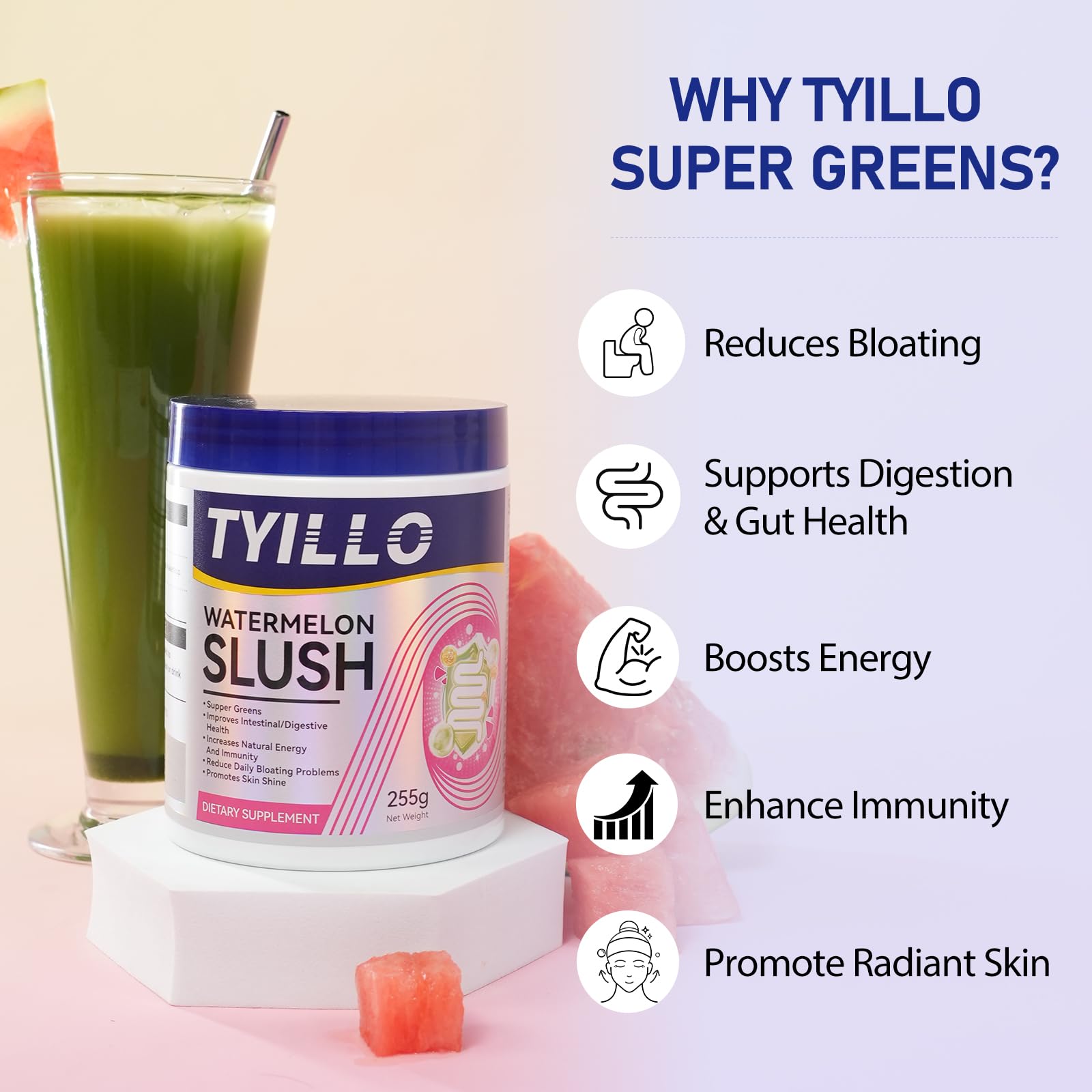 Tyillo scoop dispensing a single daily serving for an energizing morning.
