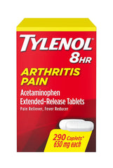 Tylenol Arthritis 650 mg caplets with dosage guidance for adults.
