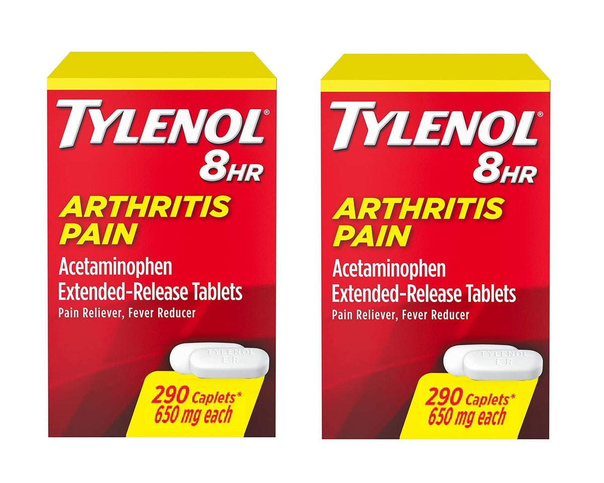 Tylenol Arthritis 8 Hour caplets in a bottle, designed for extended joint relief.