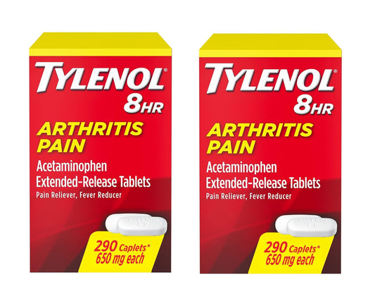 Tylenol Arthritis 8 Hour caplets in a bottle, designed for extended joint relief.