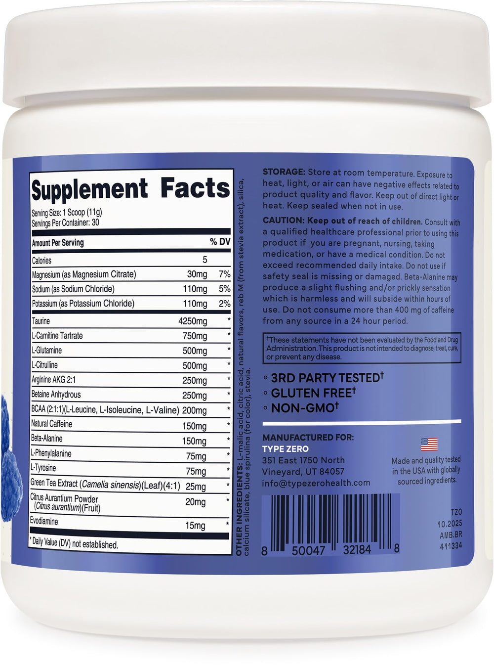 Bottle close-up highlighting Arginine AKG and L-Citrulline ingredients