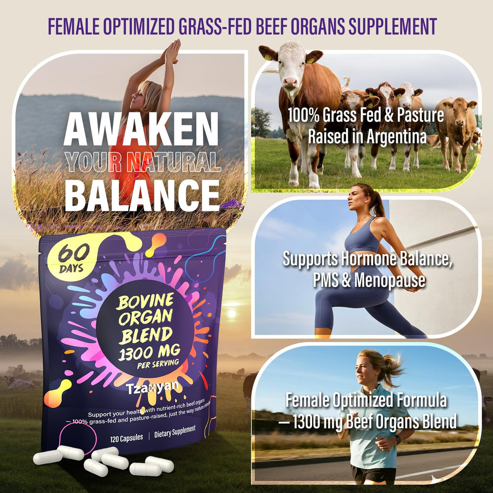 tzaxyan 1300mg beef organ capsules close-up highlighting nutrient-dense liver blend