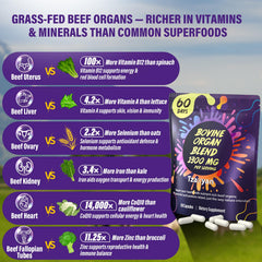tzaxyan 1300mg beef organ blend visual showing heart, liver and other organs for balance
