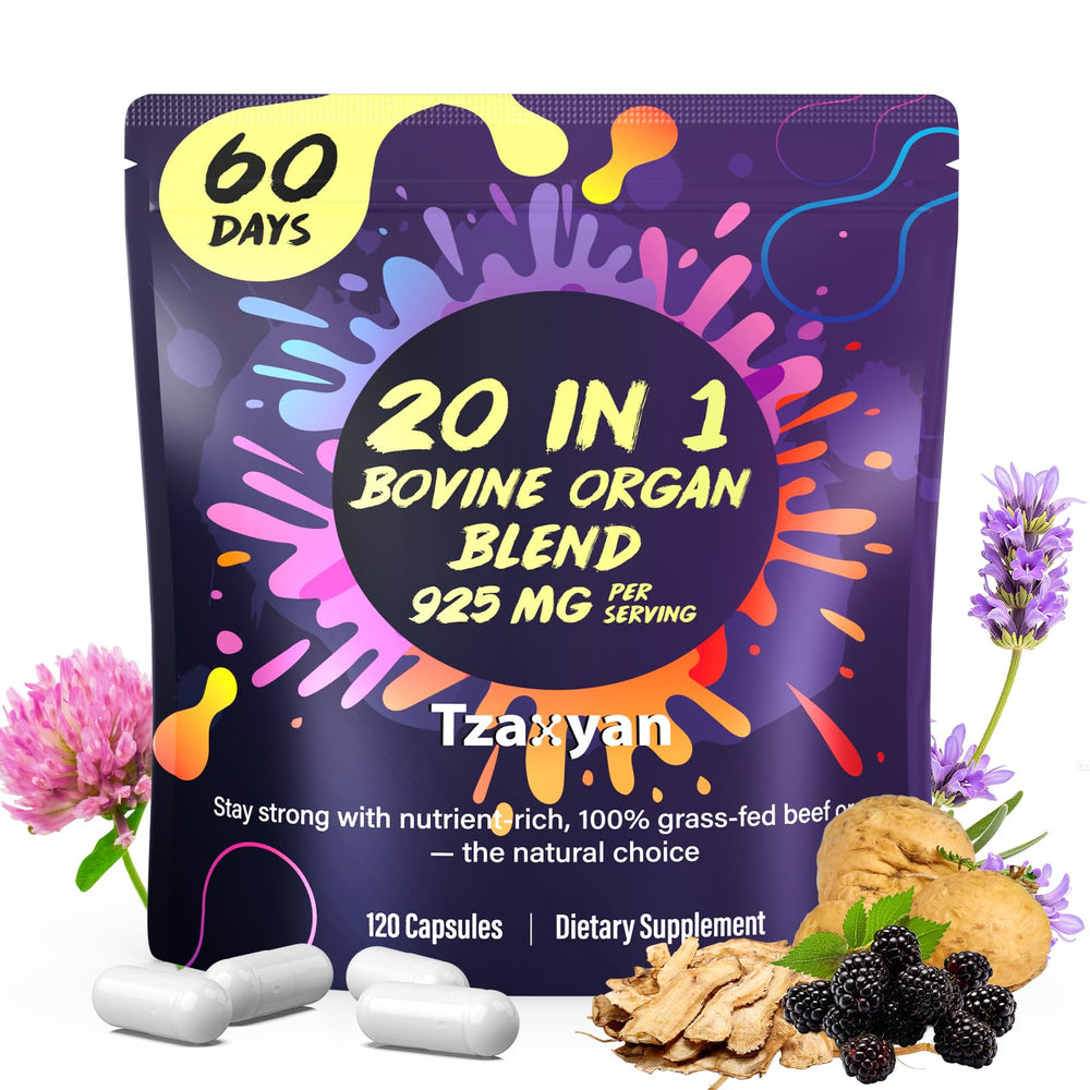 tzaxyan 20-in-1 women beef organ bottle highlights hormone balance support