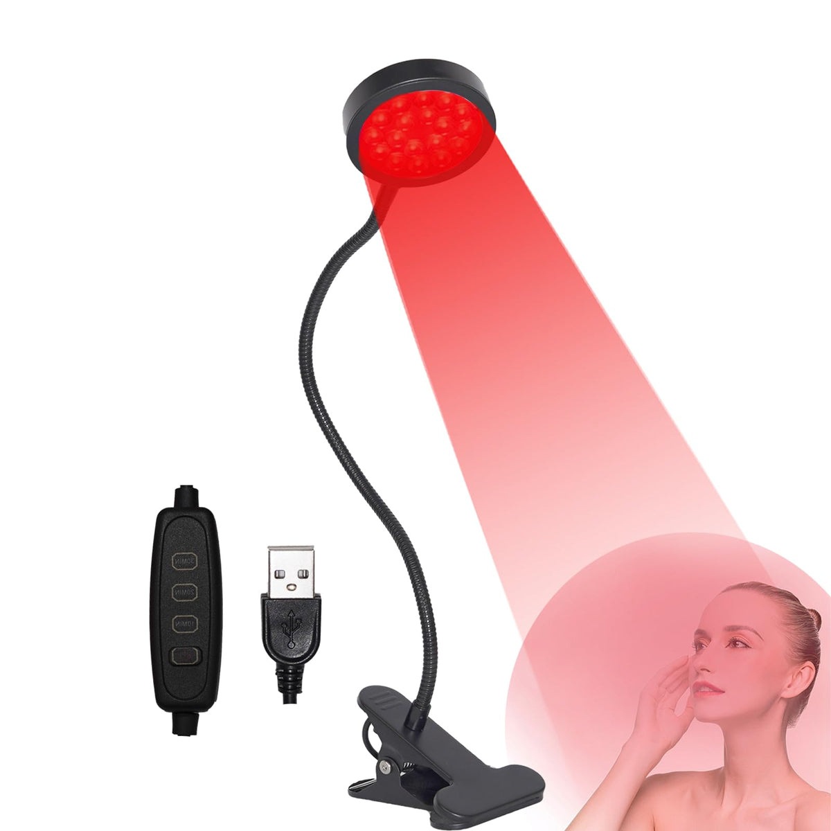 U4GLORY red light therapy panel focusing on the face for firmer-looking skin at home