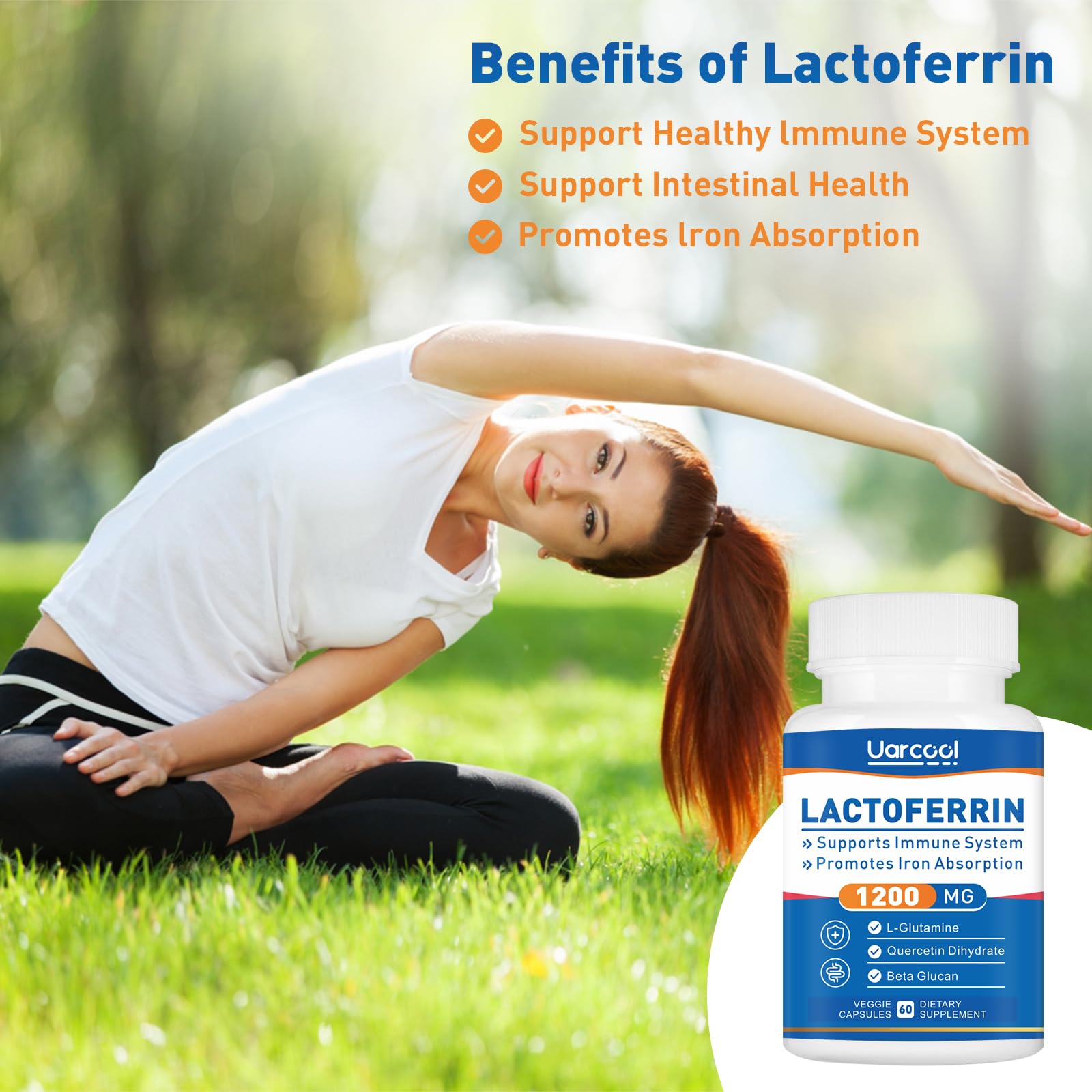 Uarcool Lactoferrin 1200mg three-bottle pack for convenience and consistency