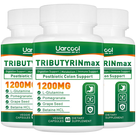 Uarcool TRIBUTYRINmax bottle front view highlighting vegan gut health formula