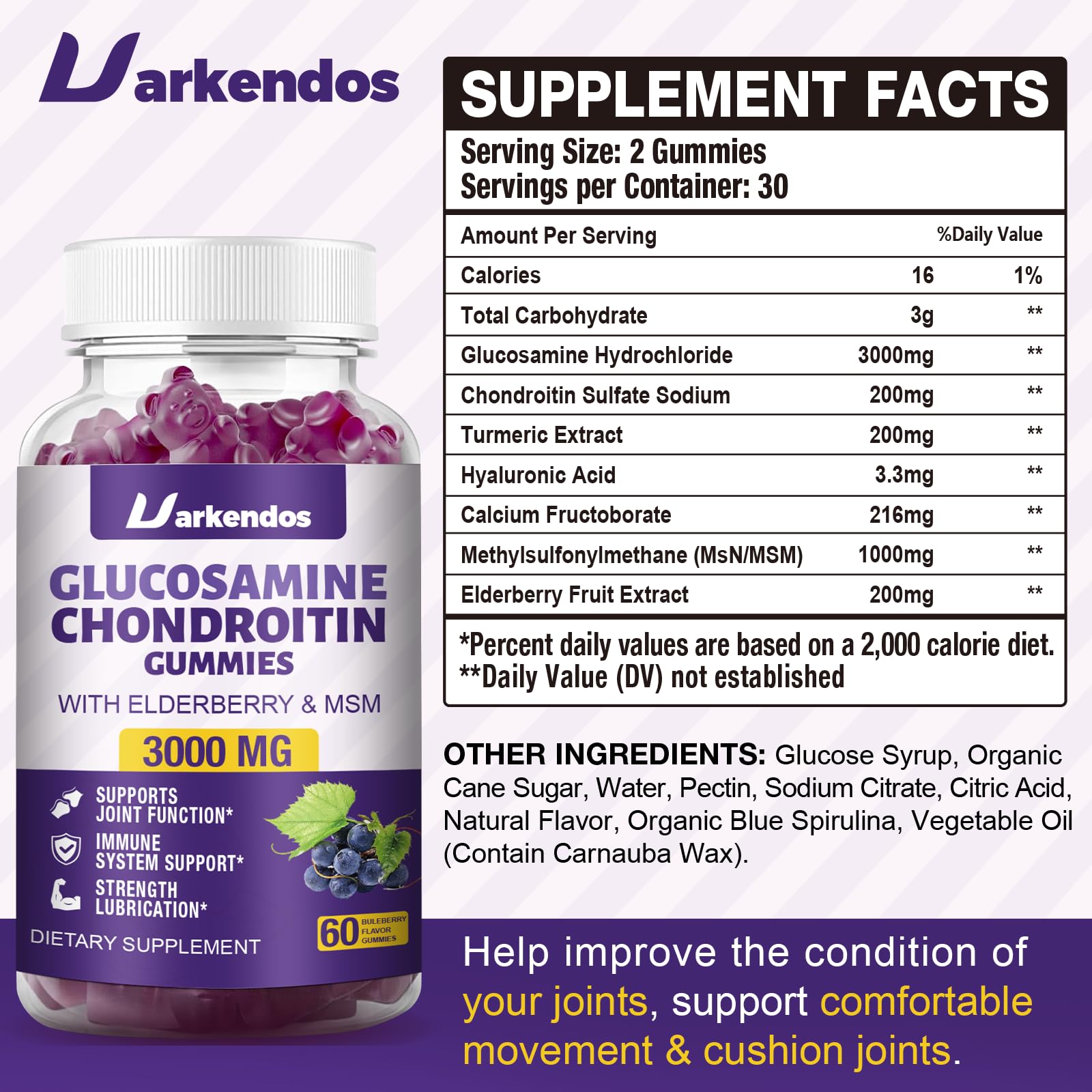 Uarkendos gummies jar closeup demonstrating easy daily joint care.