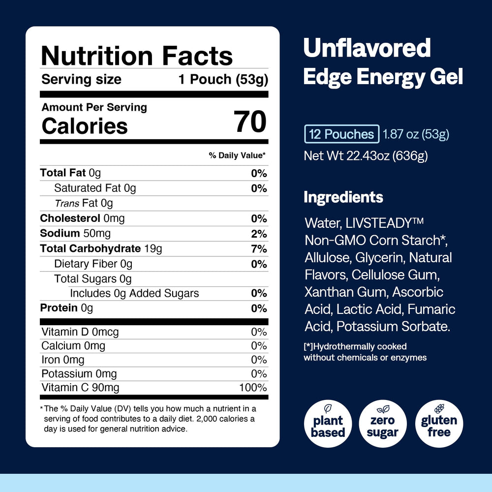 UCAN Edge packets show vegan-friendly energy for diverse training days.