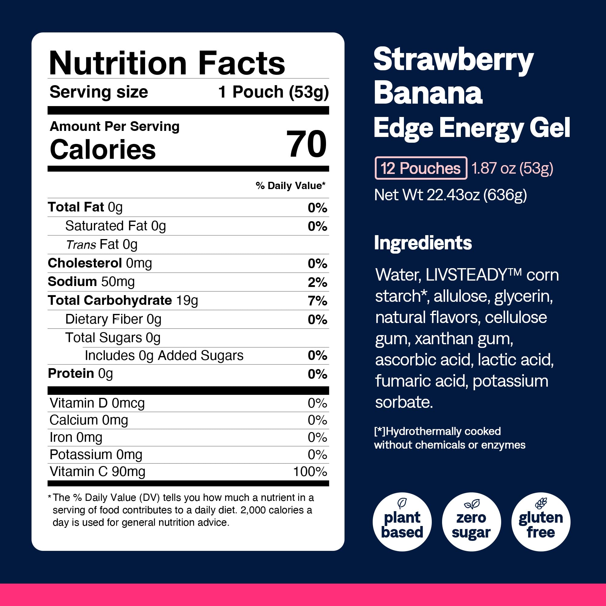UCAN Edge strawberry banana gel next to running shoes for workouts